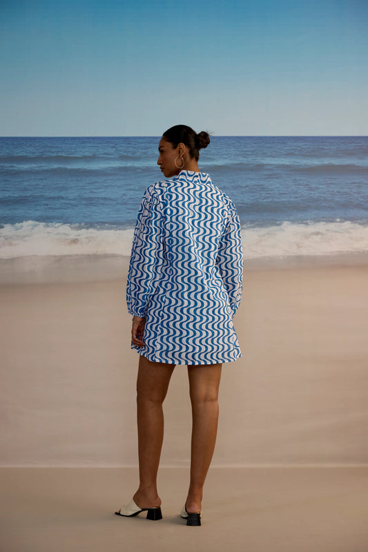 SZ Blockprints Lara dress in Wavy Print