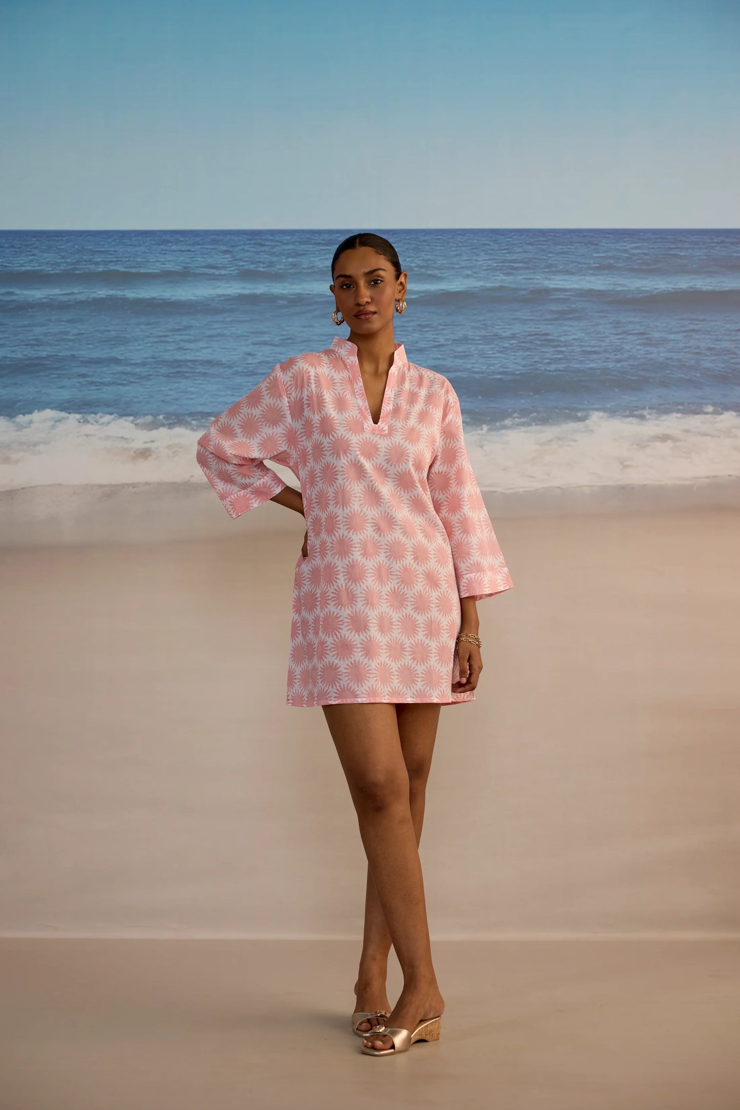 SZ Blockprints Short Douce Dress in Sun Print
