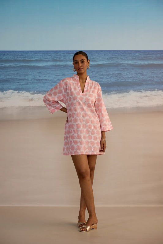 SZ Blockprints Short Douce Dress in Sun Print
