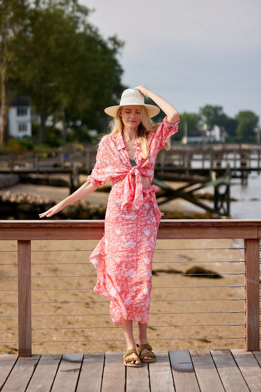 Hat Attack Floral Sarong in Coral