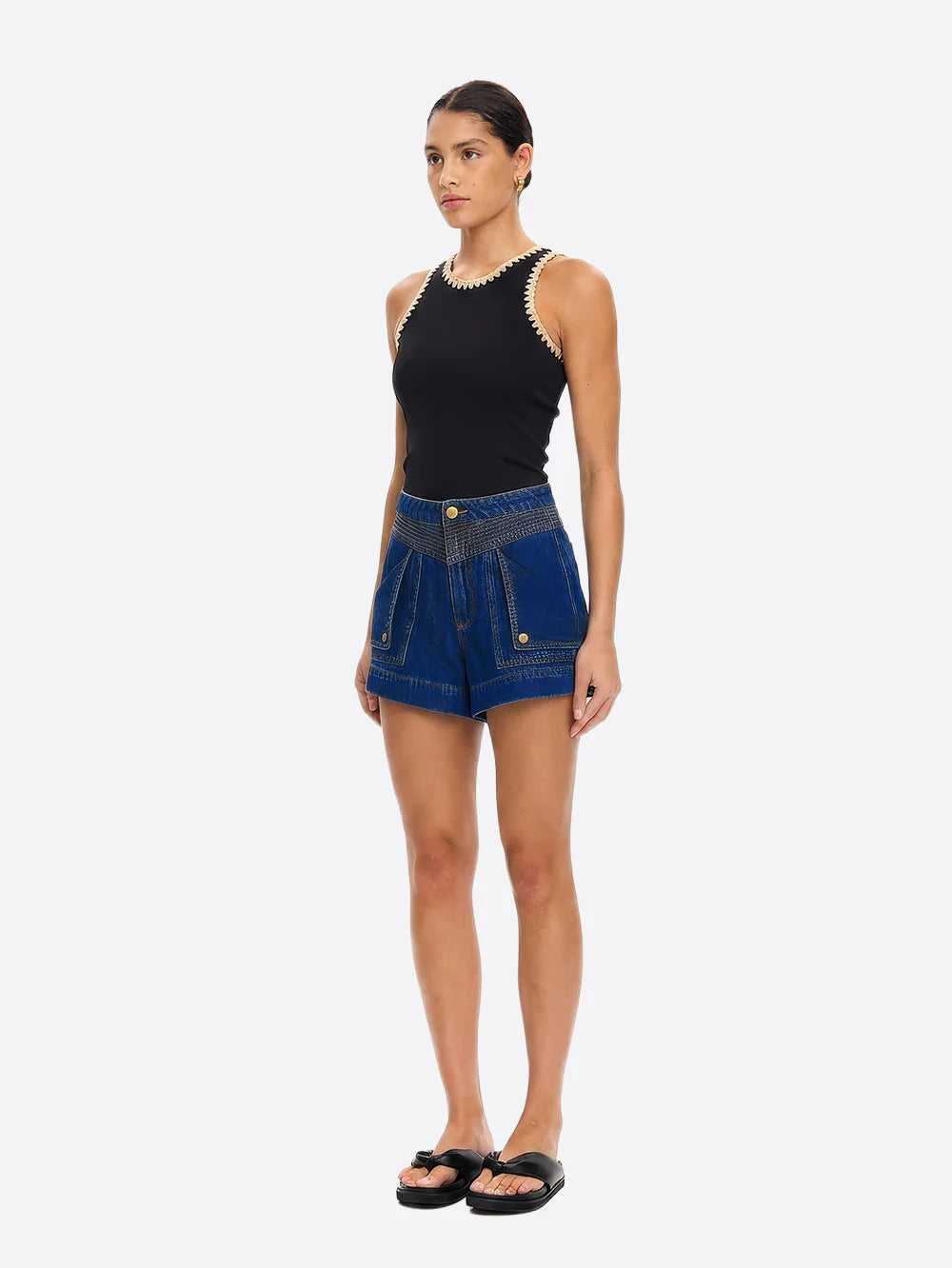 KIVARI Tallulah Spliced Tank, Black Cream