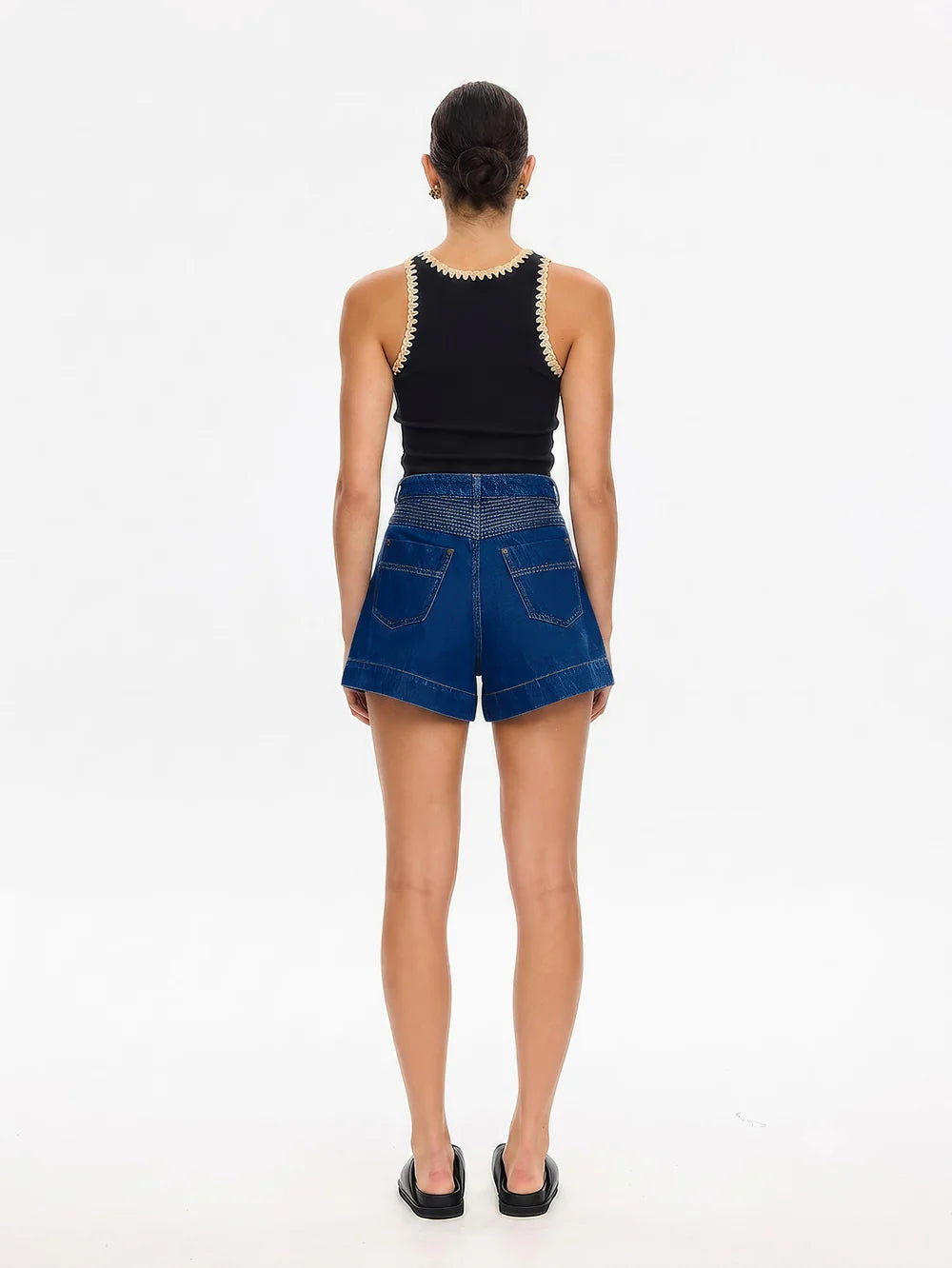 KIVARI Tallulah Spliced Tank, Black Cream