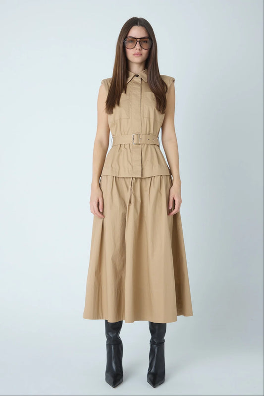 JS71 Ashtyn Cotton Long Dress Khaki