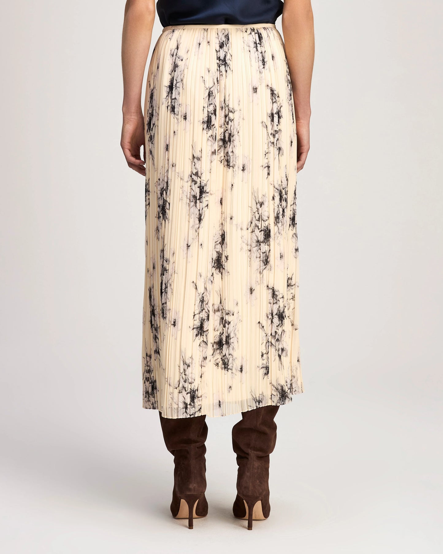 Cinq a Sept Hand sketched Floral Delaine Skirt
