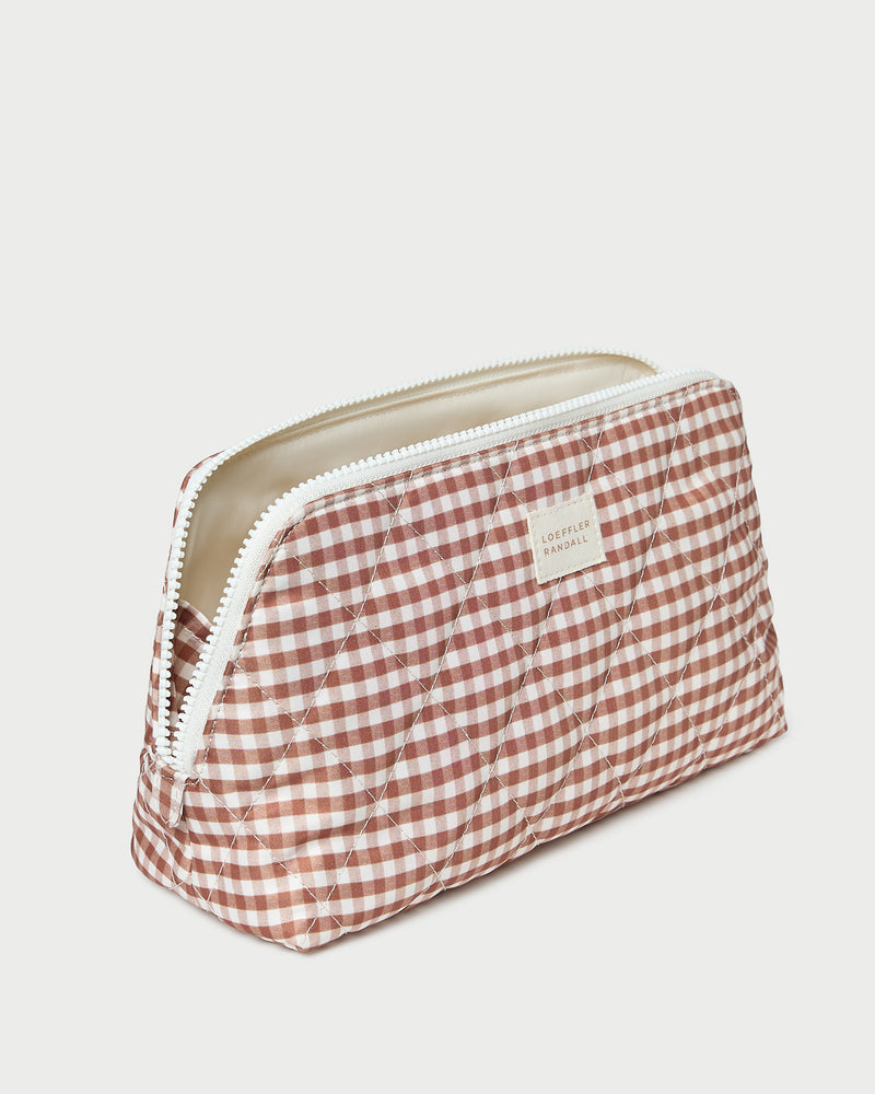 Loeffler Randall Frances Brown Gingham Cosmetic Pouch