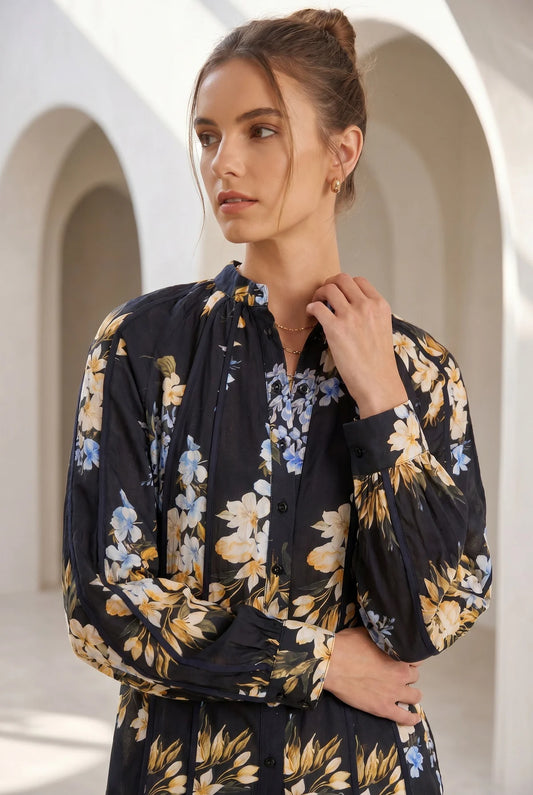 GDS INES Tencel Blouse Black Print