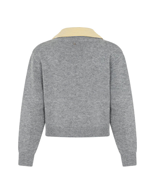 Silvian Heach Gray Pullover with Contrasting Collar