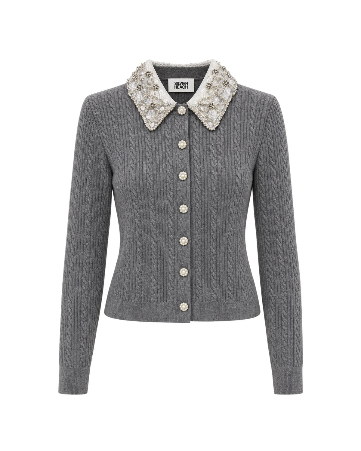 Silvian Heach - Cropped Cardigan with Lace Collar