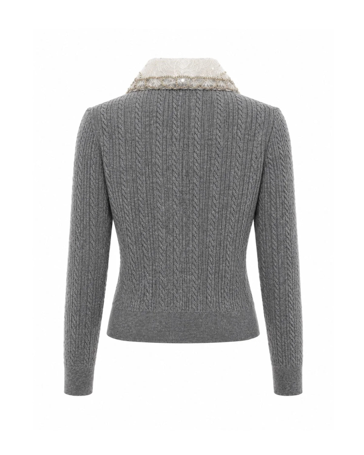 Silvian Heach - Cropped Cardigan with Lace Collar
