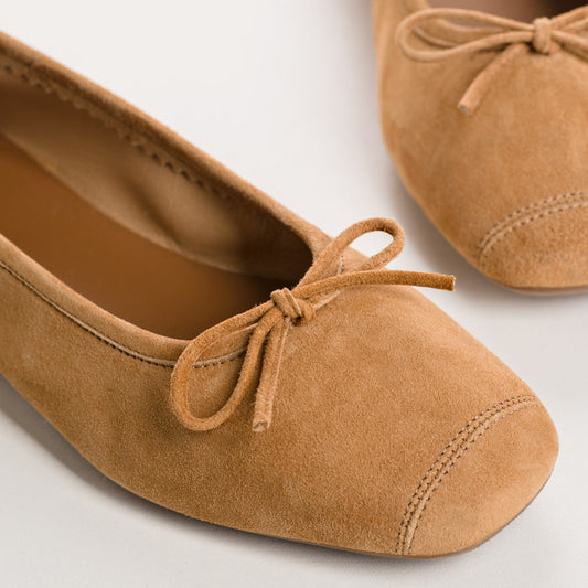 Reqins Ballerinas Harmony Suede Leather - Camel