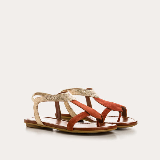 Reqins Bernie Velvet Leather Sandals / Metal