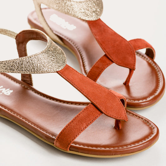 Reqins Bernie Velvet Leather Sandals / Metal