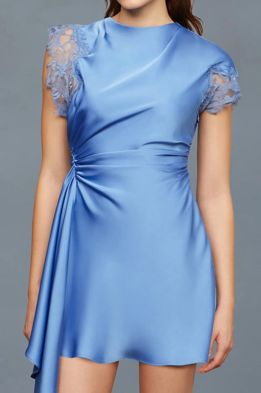 AMUR Zina Ruched Mini Dress - Cerulean Mist