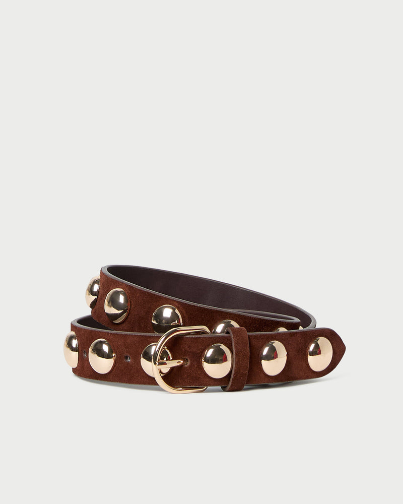 Loeffler Randall Issa Espresso/Champagne Studded Belt