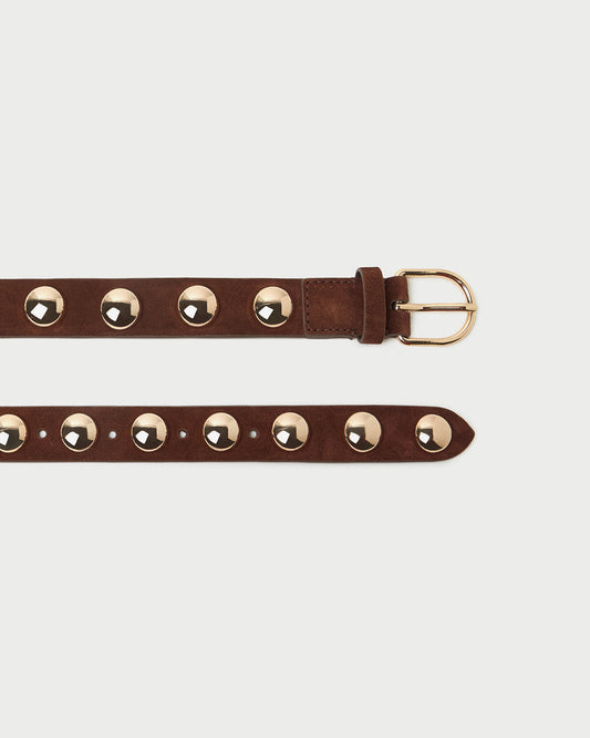 Loeffler Randall Issa Espresso/Champagne Studded Belt
