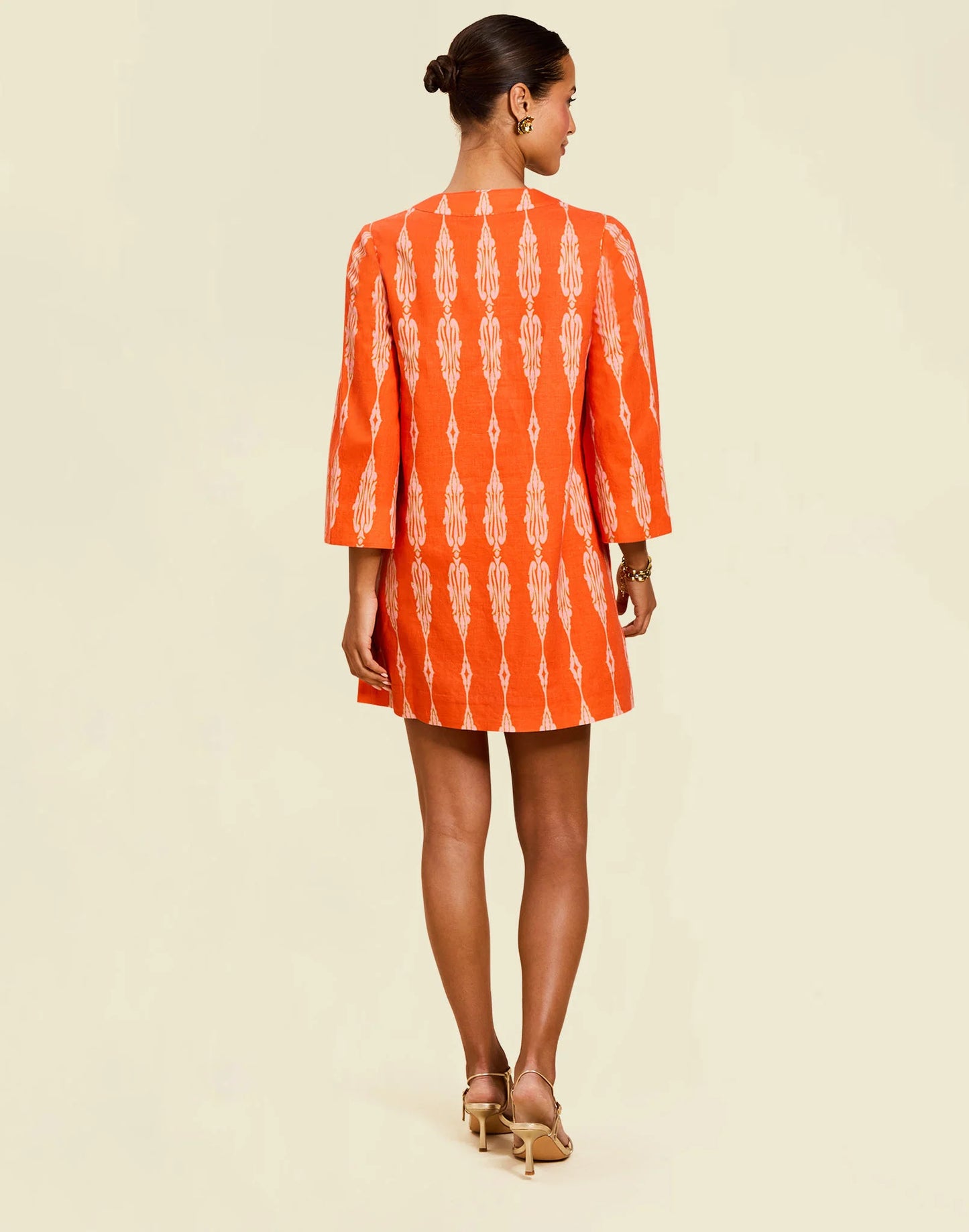 Mestiza Caftan Mini Dress Hibiscus Mosaic