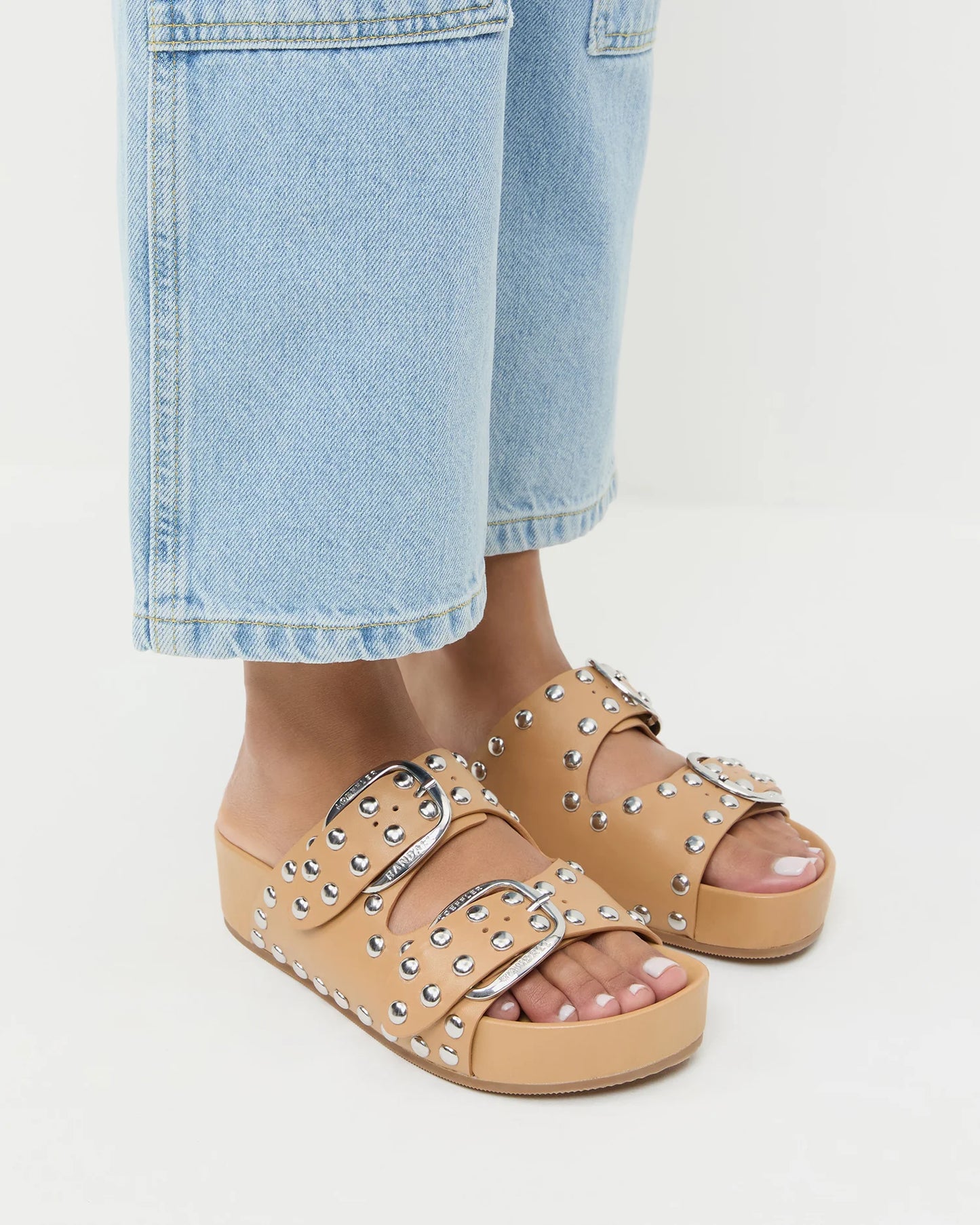 Loeffler Randall-Joni Khaki Studded Sandal