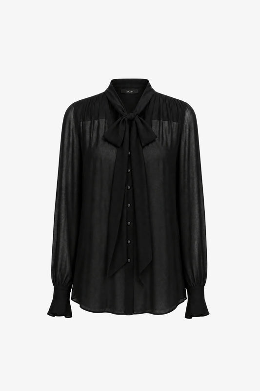 Toccin Kaila Tie Neck Button Front  Blouse
