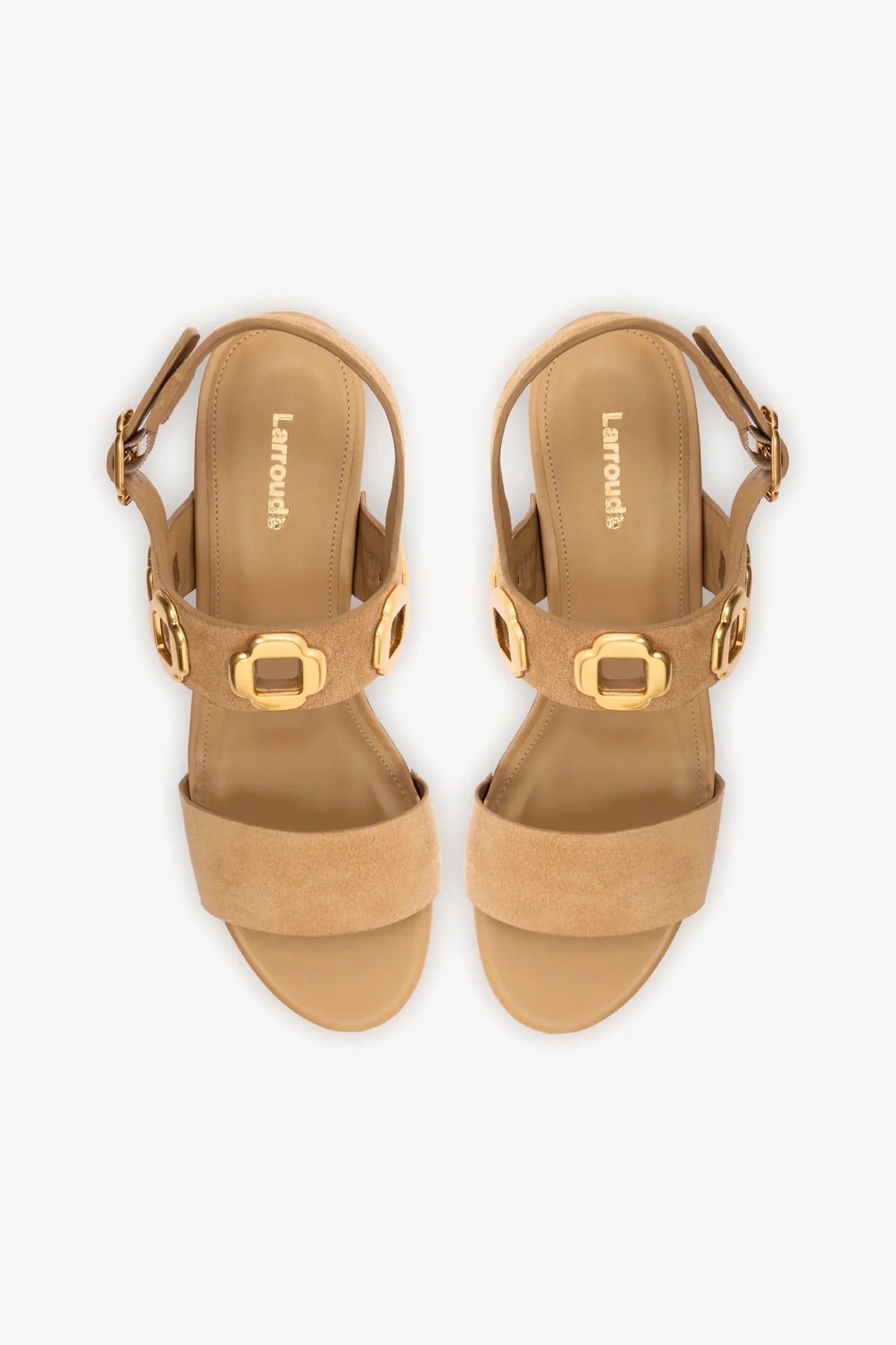 Larroude Miso Wooden Platform Sandal in Peanut