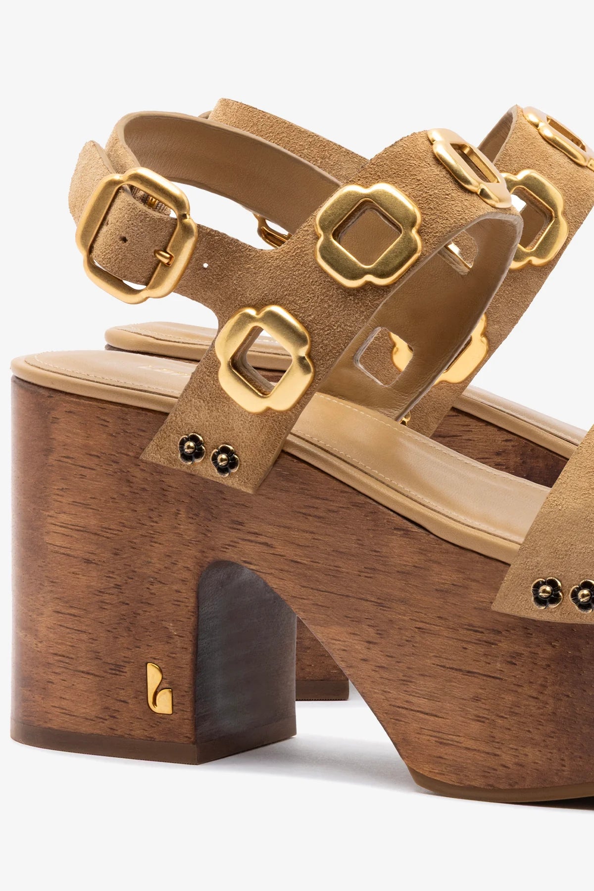 Larroude Miso Wooden Platform Sandal in Peanut