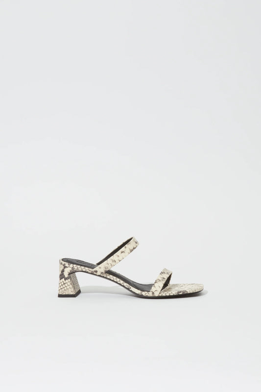 Simkhai Clara Snake Print Leather Block Heel Natural