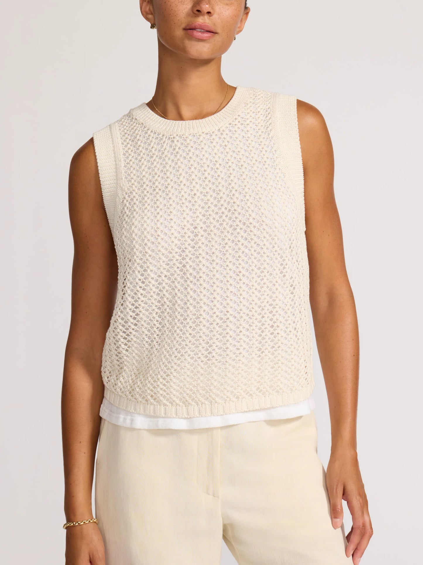 Brochu Walker Sabine Layered Tank in Ivory/White