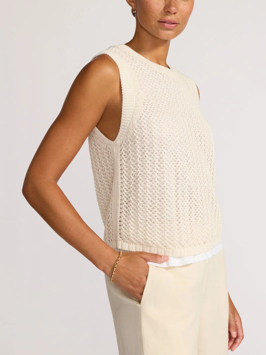 Brochu Walker Sabine Layered Tank in Ivory/White