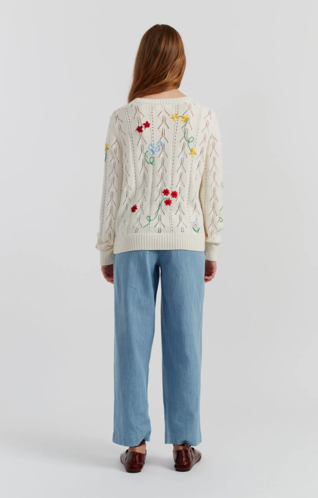 Chinti & Parker Hand Embroidered Floral Sweater