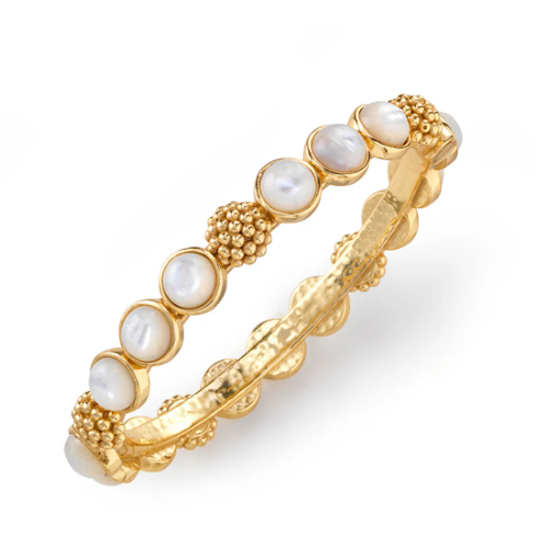 Capucine De Wulf Berry Gem Hinged Bangle Mother of Pearl