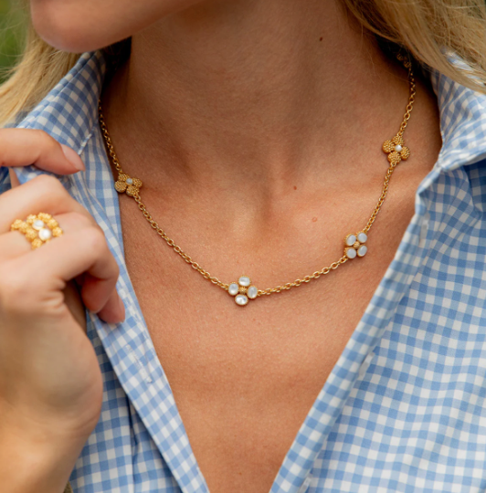 Capucine De Wulf Berry Clover Double Sided Gold Necklace 16"