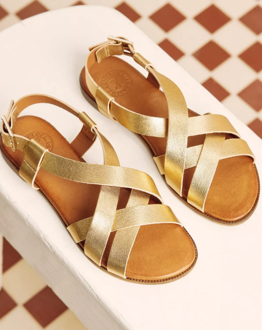 Penelope Chilvers Gold Buttercup Leather Sandal