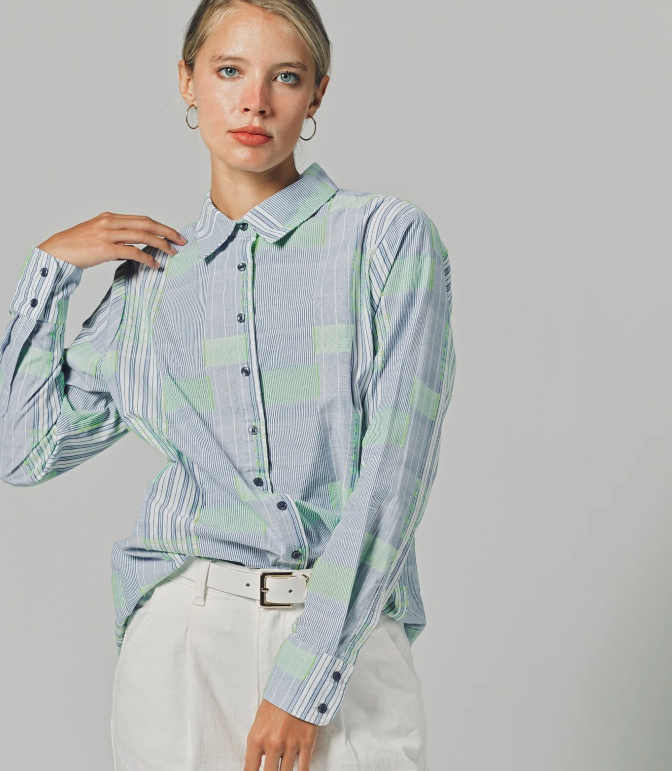 The Shirt Fluorescent Block Boyfriend Shirt