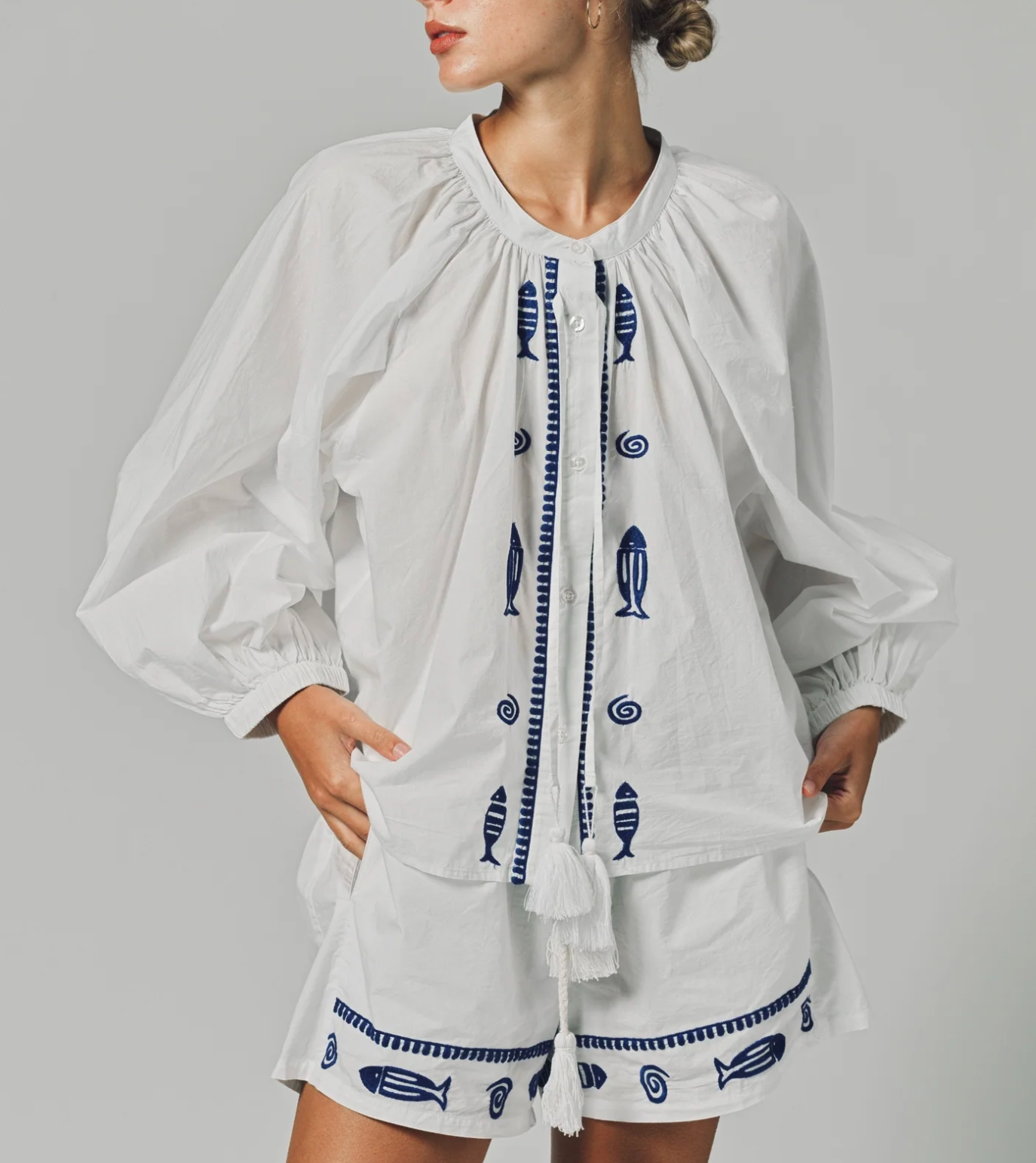 The Shirt Navy Fish Hannah Short