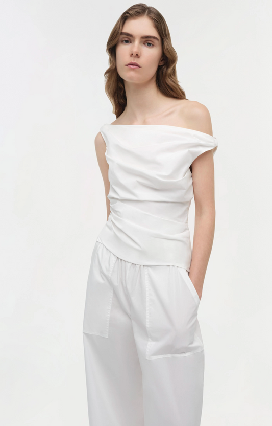 SIMKHAI Maisel Draped Cotton Top