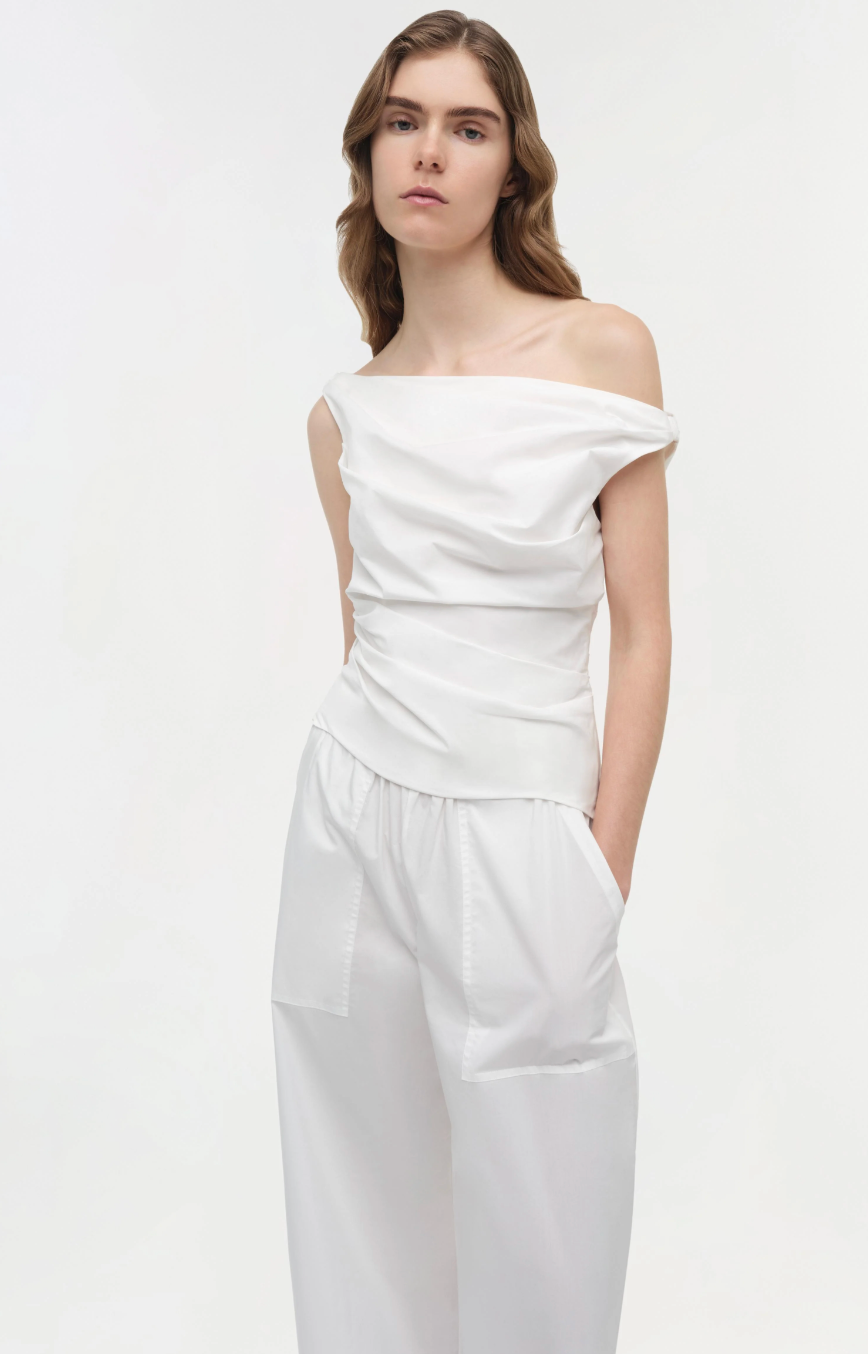 SIMKHAI Maisel Draped Cotton Top