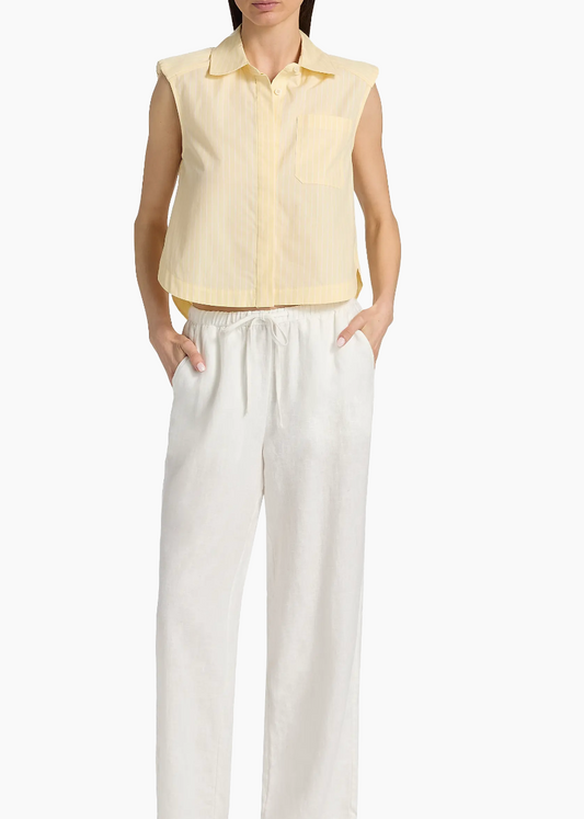 SIMKHAI Windslow Buttercream Stripe Cropped Shirt