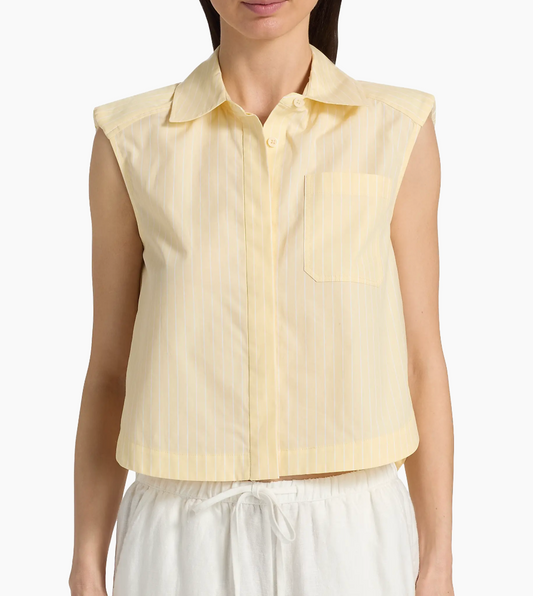 SIMKHAI Windslow Buttercream Stripe Cropped Shirt