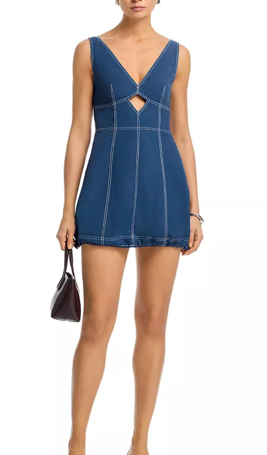 SIMKHAI Renee Indigo Cotton Mini Dress
