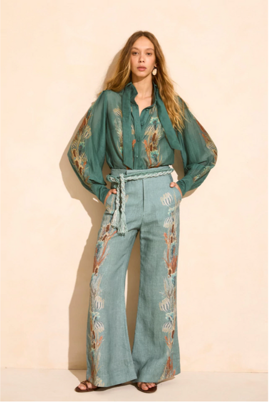 Solange M. Kavo Neck Tie Shirt, Teal