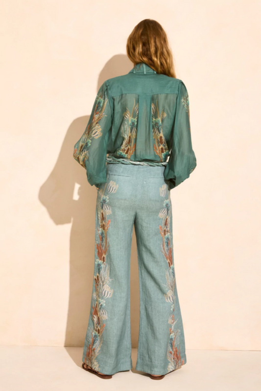 Solange M. Kavo Neck Tie Shirt, Teal