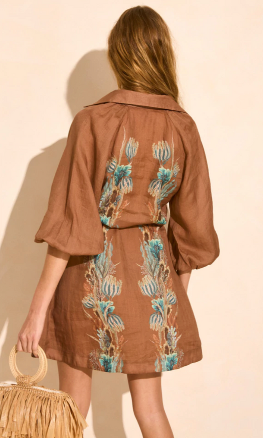 Solange M. Kavo Shirt short  dress with Ranglan sleeve, Brown