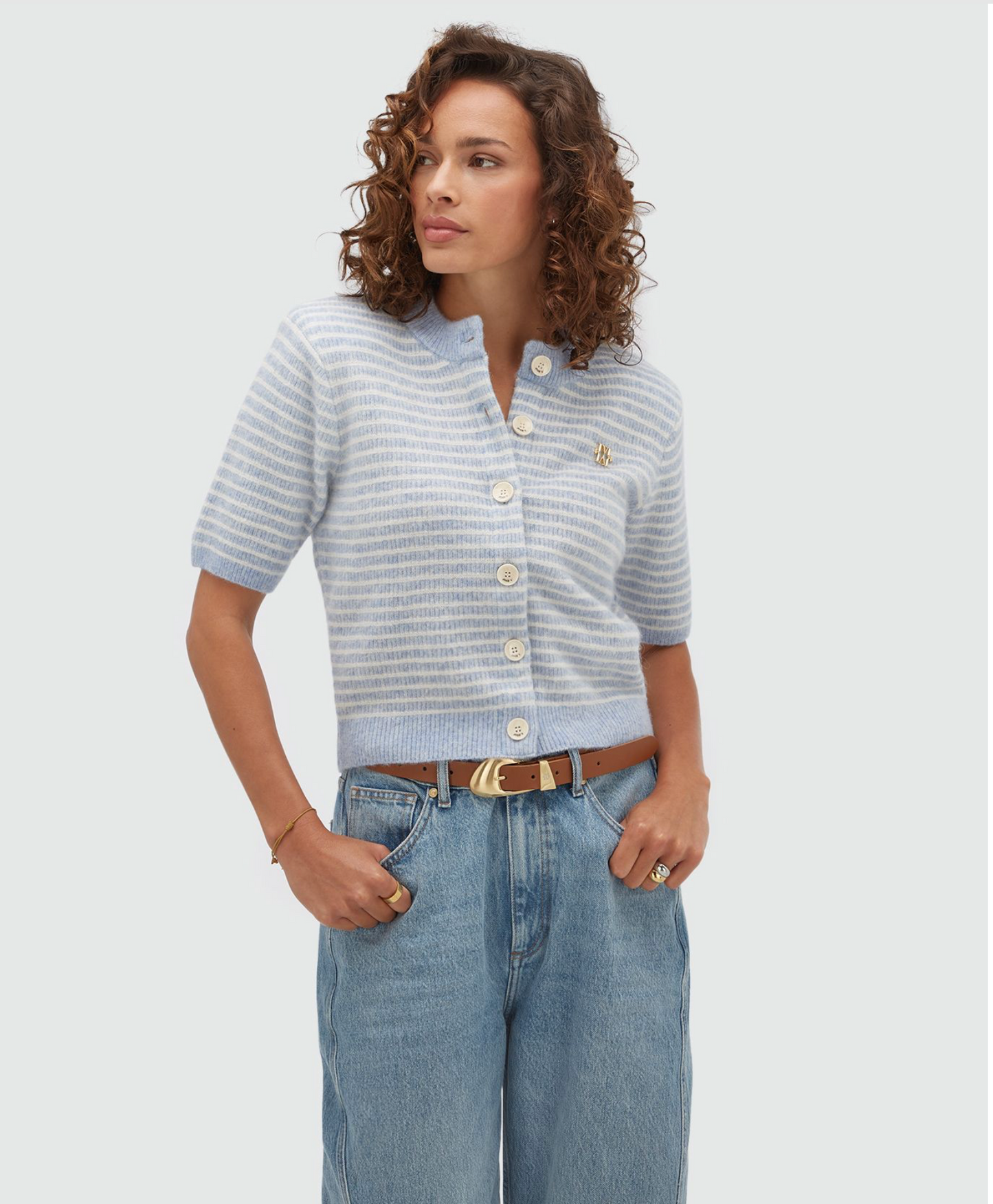 Josh  V Cassie Sweater Powder Stripe