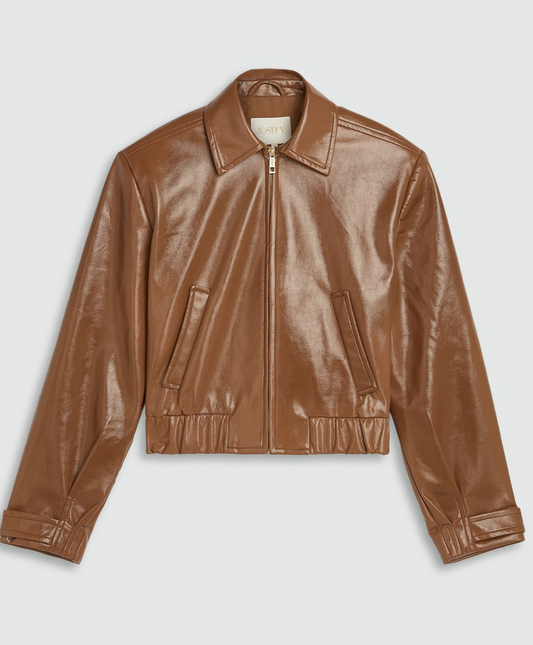 Josh V Peaden Bomber Jacket, Patent Cognac
