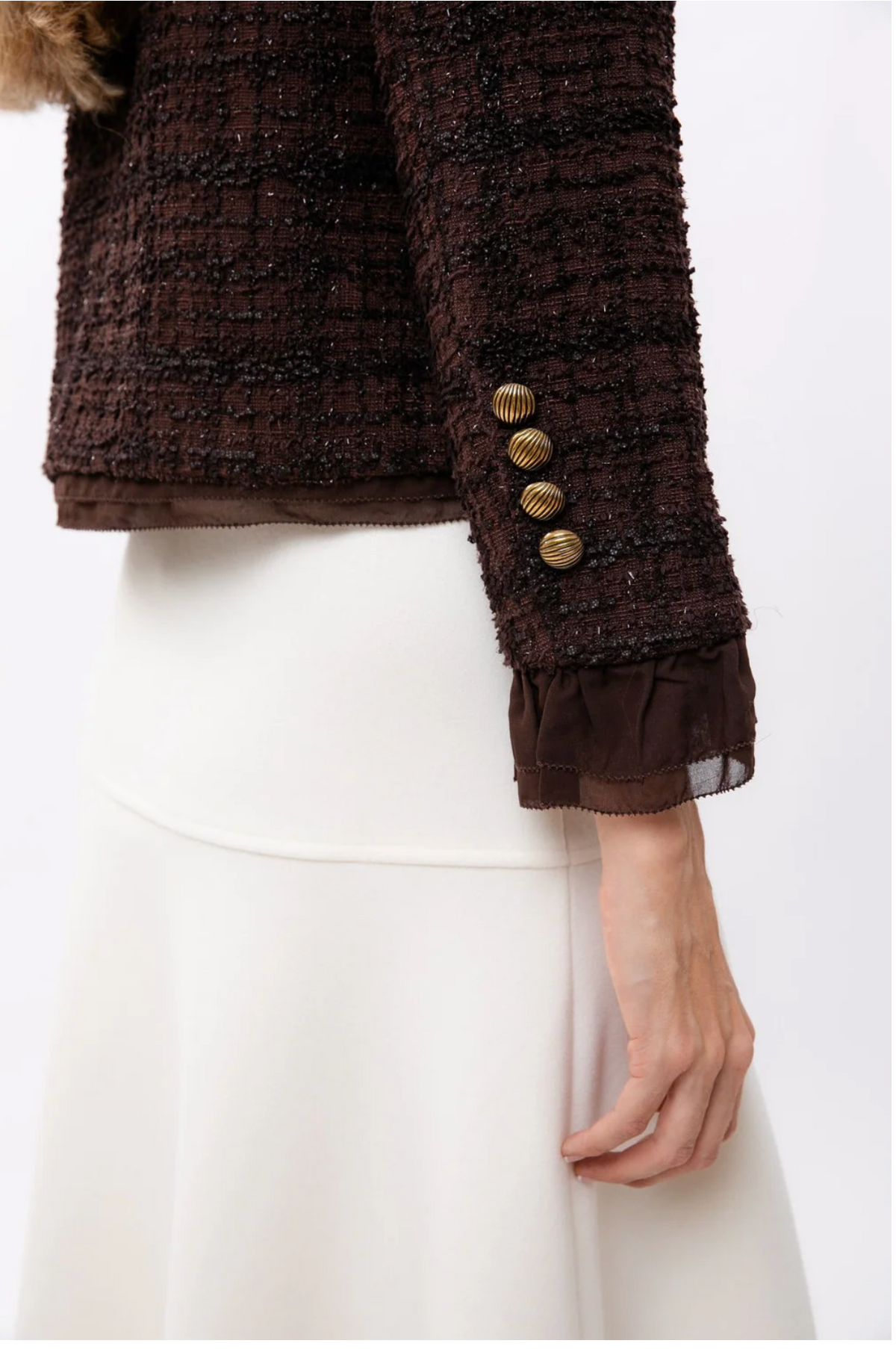 The Faith Tweed Button Jacket - Cocoa Multi