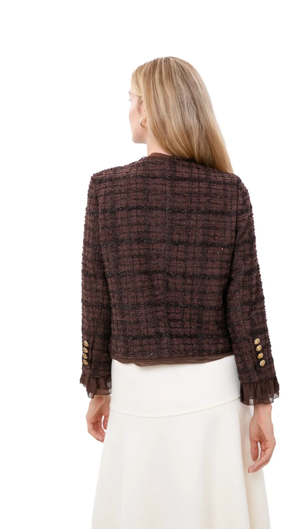 The Faith Tweed Button Jacket - Cocoa Multi