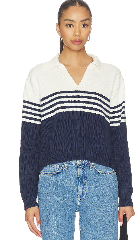 SIMKHAI Jules Knit Striped Color Blocked Sweater