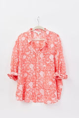Hat Attack Printed Beach Shirt, Floral Coral