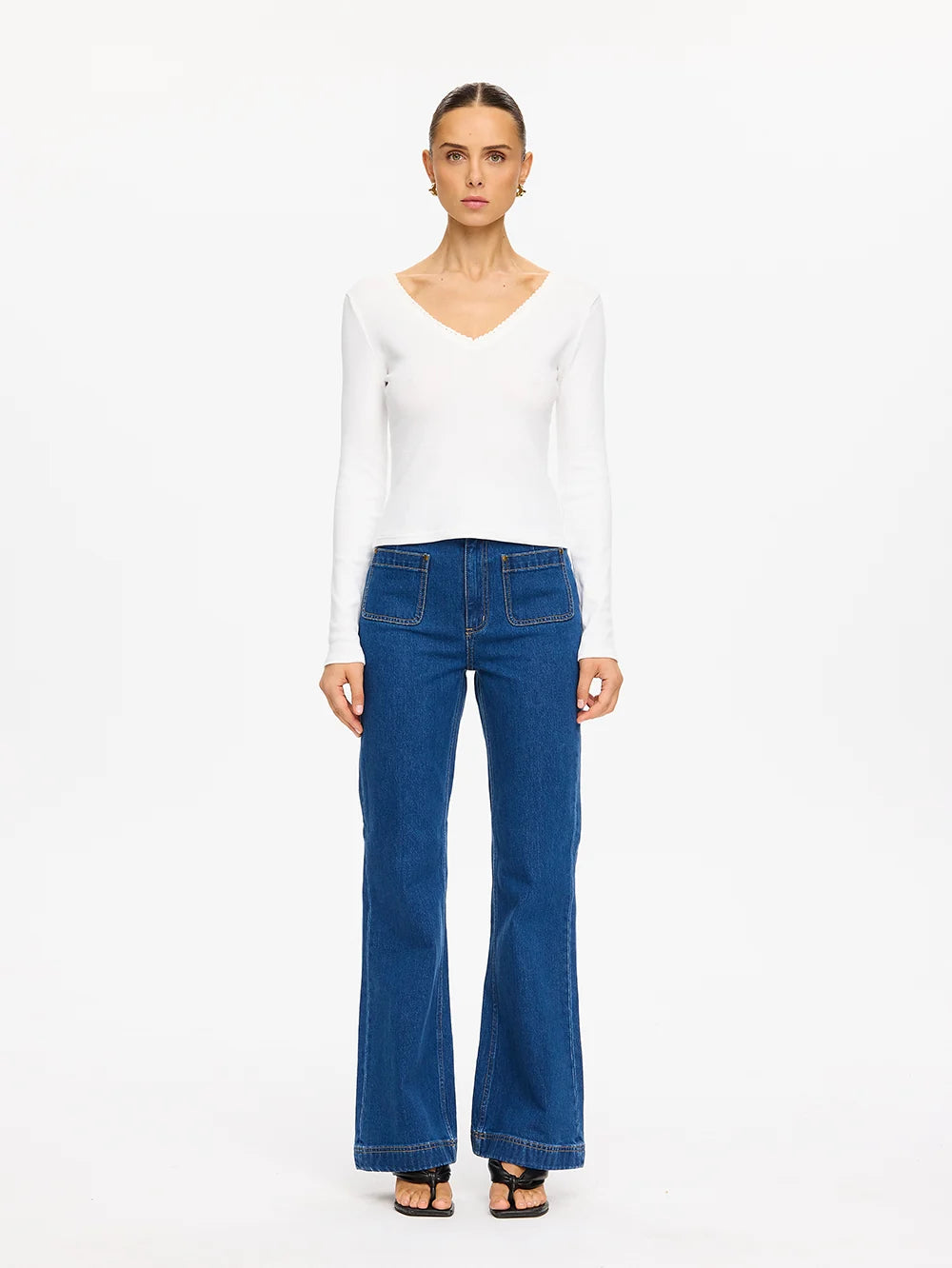 Kivari Tallulah V Neck Top- White, Gray, Black