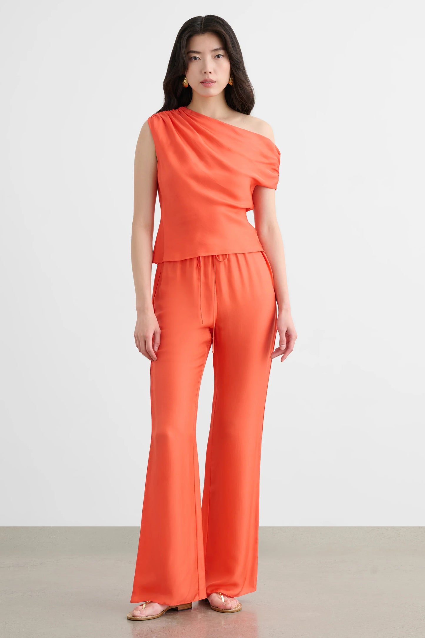 Toccin Nela Drawstring Flared Pull on Pant, Flame