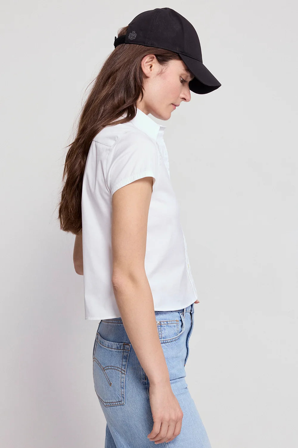 The Shirt by Rochelle Behrens The Boxy Short Sleeved Cropped Shirt,  White